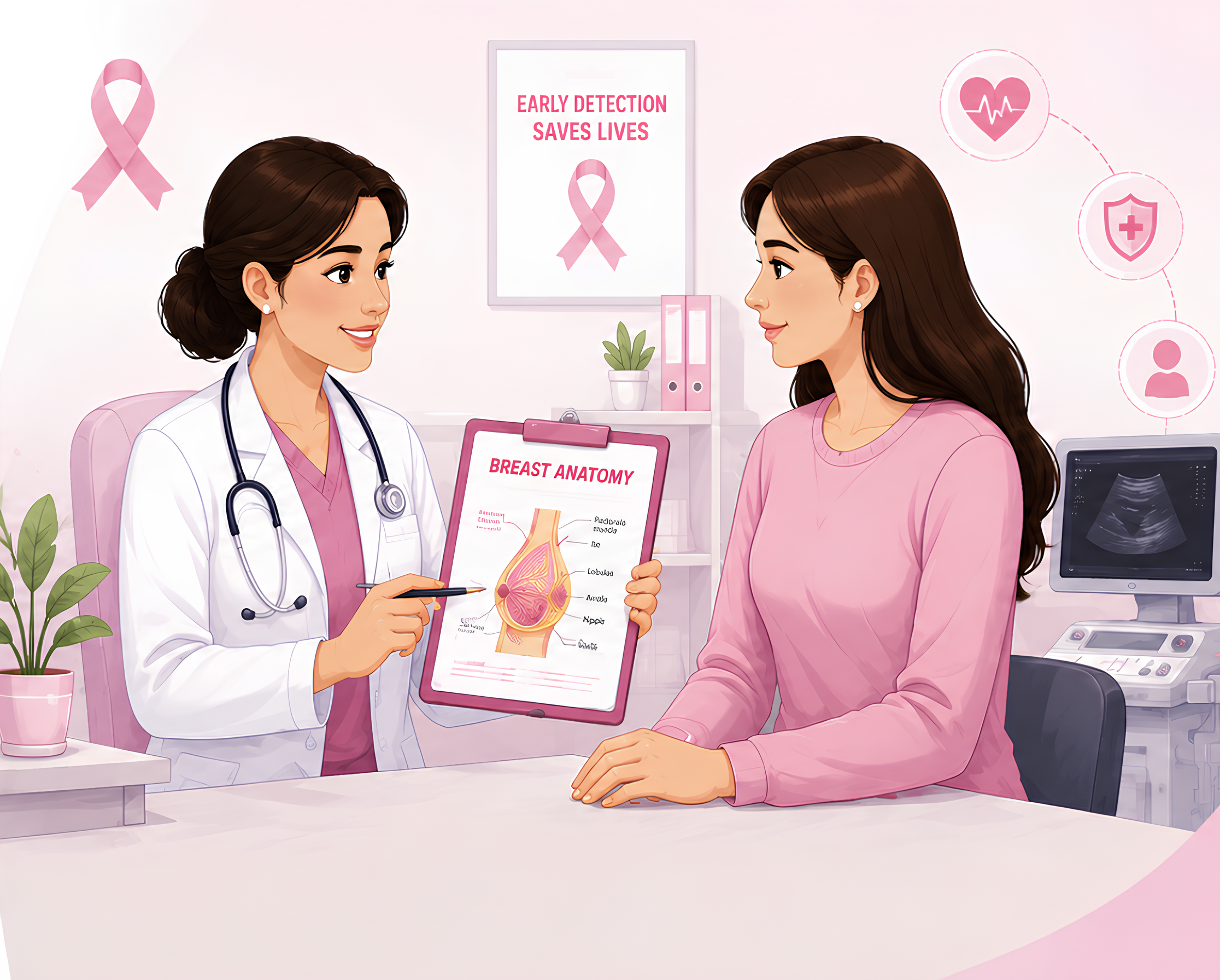 Clinical Breast Examination Illustration