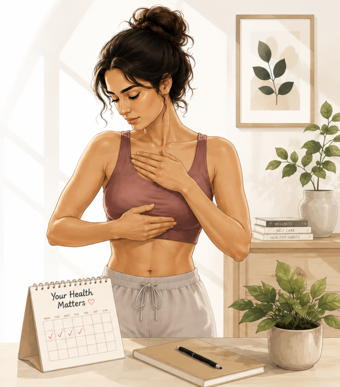 Self Breast Examination Illustration